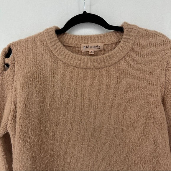 Philosophy Sweater Wool Blend Braided Arms Womans Size M Soft Rose Pink - Picture 2 of 10